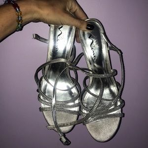 Silver High Heels with Diamonds